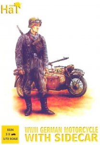 HAT8126 - HAT 1/72 WWII German Motorcycle with Sidecar (3 Units)